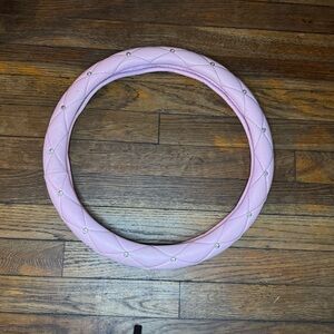 Pink Quilted Steering Wheel Cover
